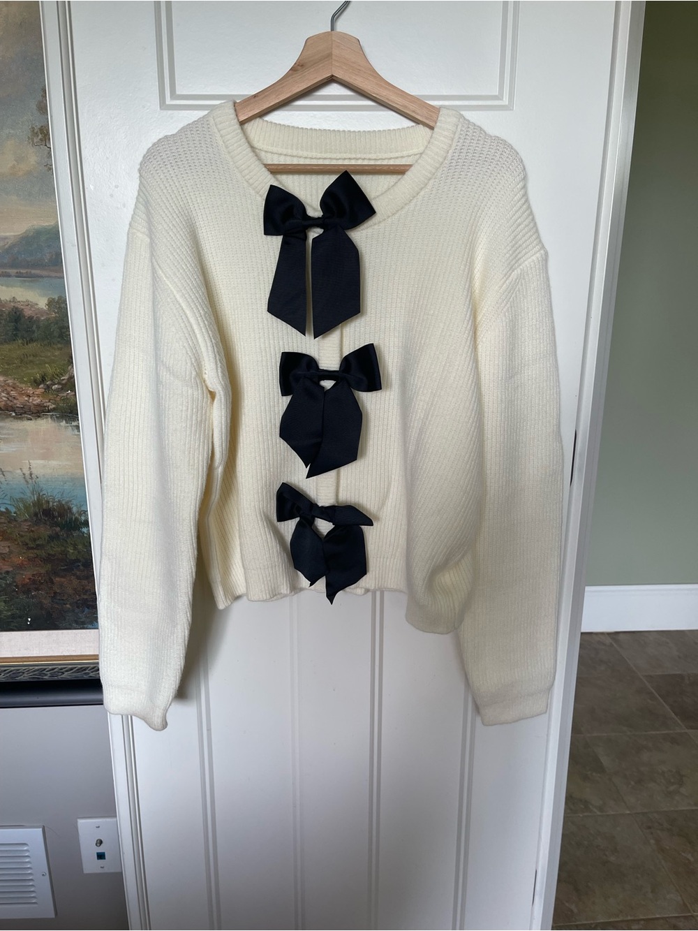 Commense Women’s Bow Ribbed Sweater - Picture 4 of 6